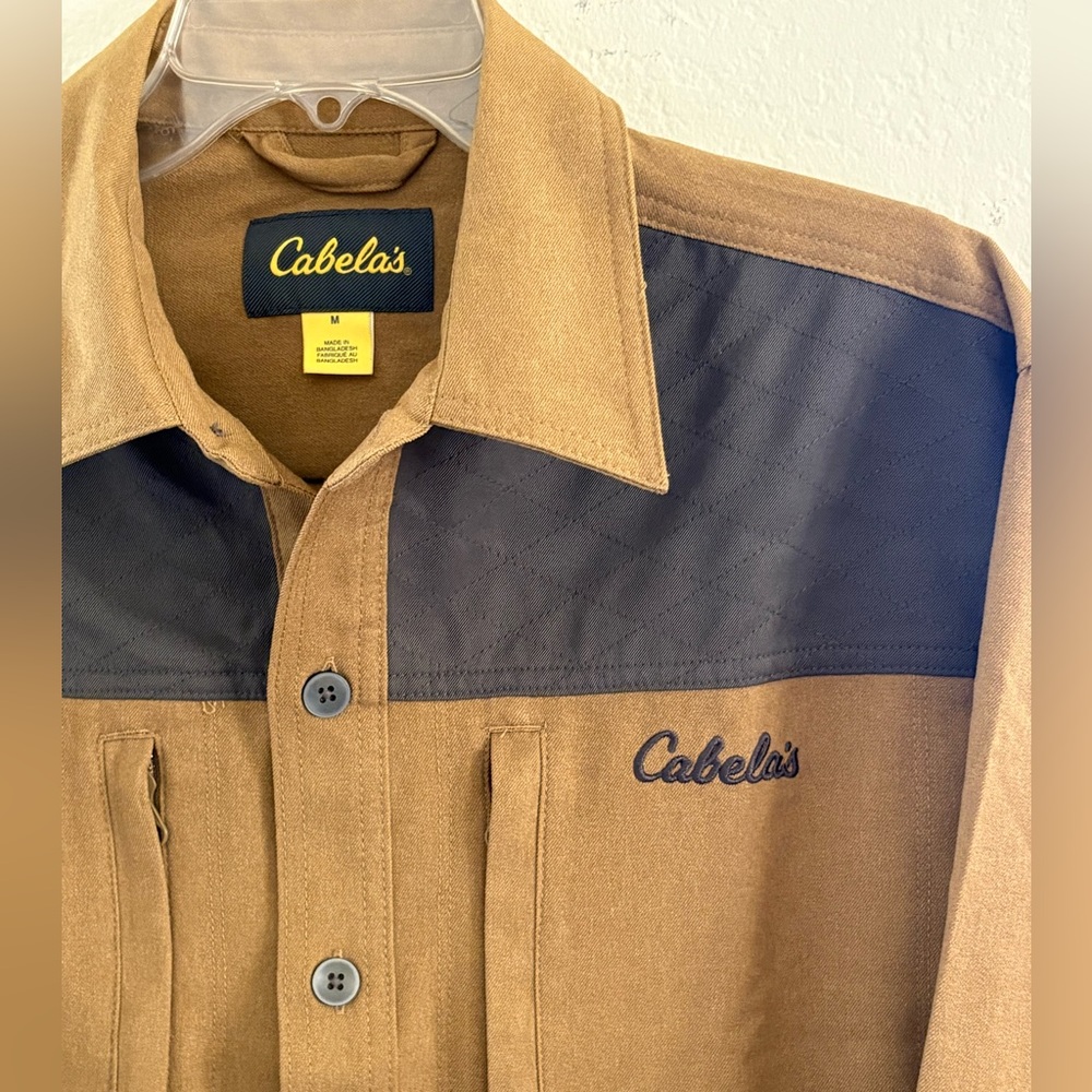Men’s Cabela's Rich Rust Brown and Black Patchwork Long Sleeve Shirt, Sz. Med